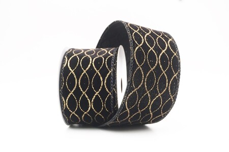 Zwart glitterlint met ogee-raster en draad_KW0469GC-53-53